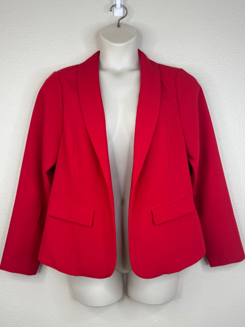 Torrid Womens Size 1 Red Open Front Blazer Jacket Shawl Collar Workwear Career